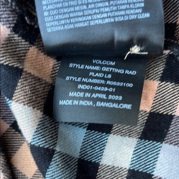 Volcom Kids Checkered Shirt - Blue, Brown, and Black - Picture 12 of 13